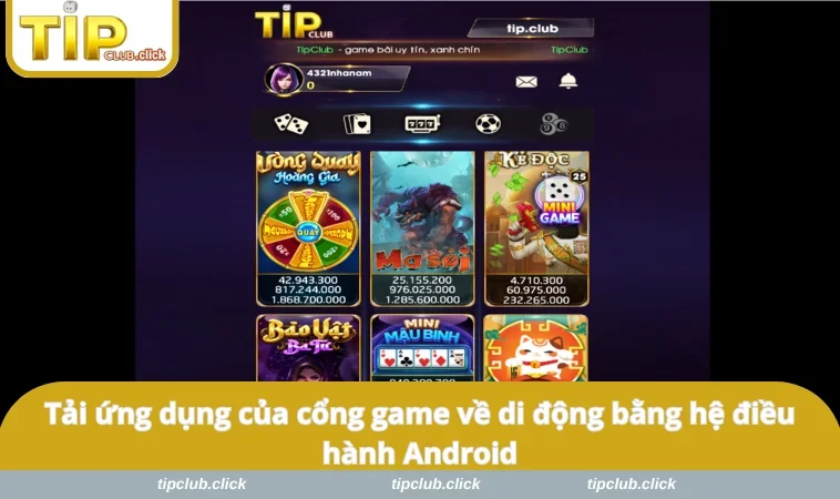 Tải ứng dụng của cổng game về di động bằng hệ điều hành Android