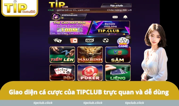 Giao diện cá cược của TIPCLUB trực quan và dễ dùng